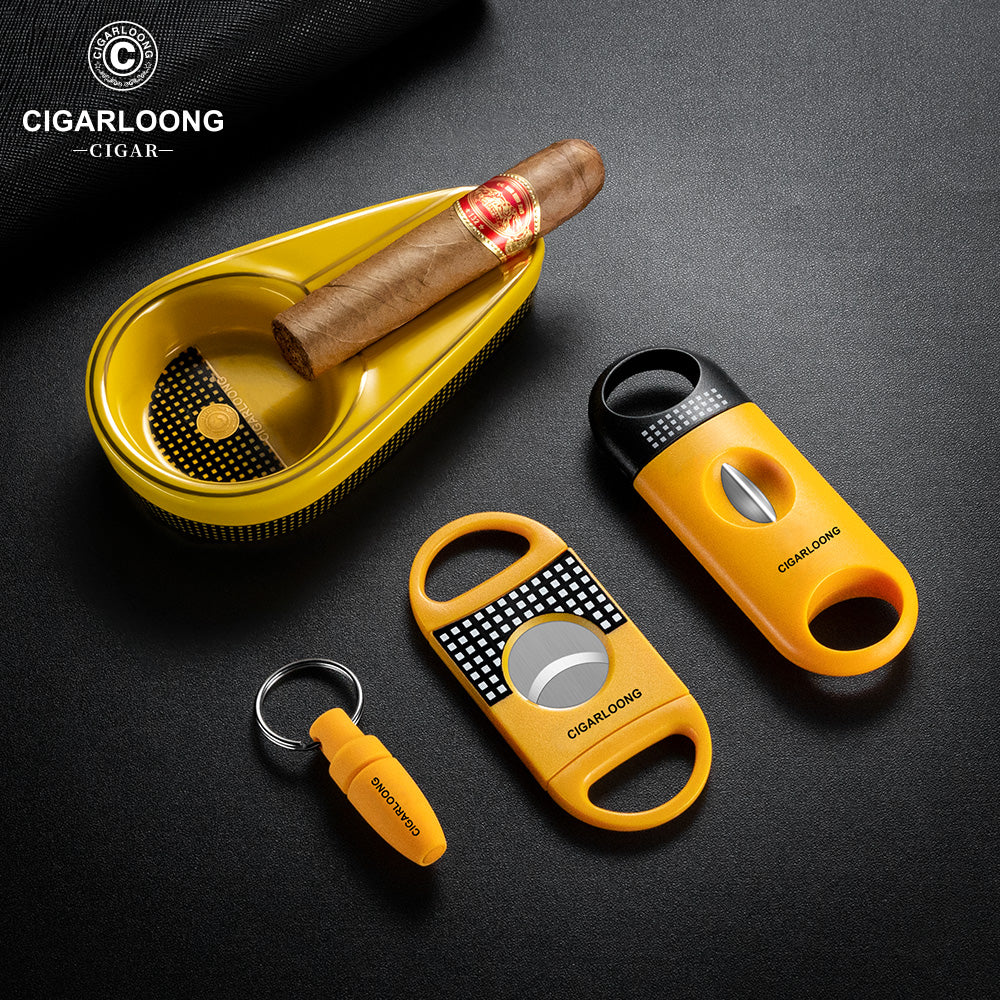 Premium Cigar Accessories Set of Cutters, Ashtray and Punch