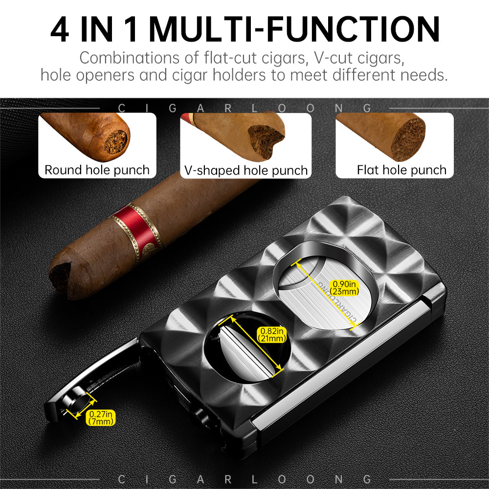 Cigar Cutter Stainless Steel 4-in-1 Cutter