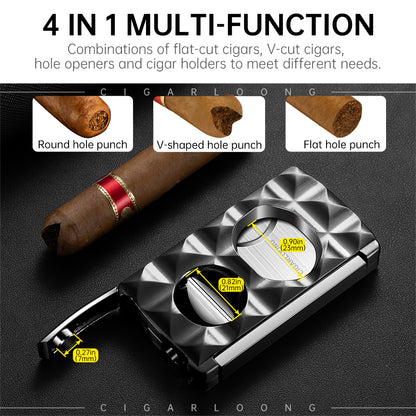 Cigar Cutter Stainless Steel 4-in-1 Cutter