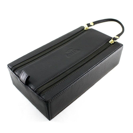 Brebbia Italy Leather Zippered Travel Cigar Box Black
