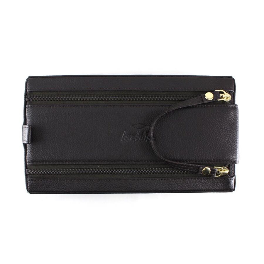 Brebbia Italy Leather Zippered Travel Cigar Box Black