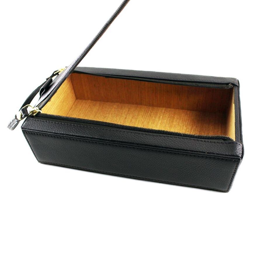 Brebbia Italy Leather Zippered Travel Cigar Box Black