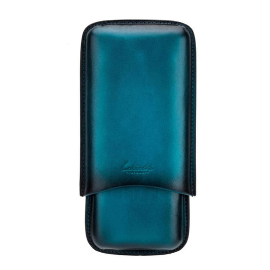 Lubinski New Leather Cigar Case Blue 3-Piece (60Ring)