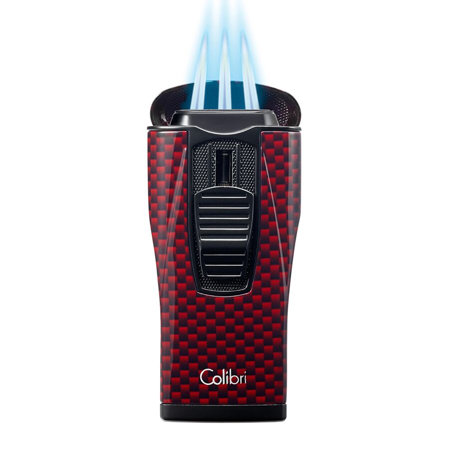 Colibri Monaco 3 Jet Flame Carbon Cigar Lighter Red