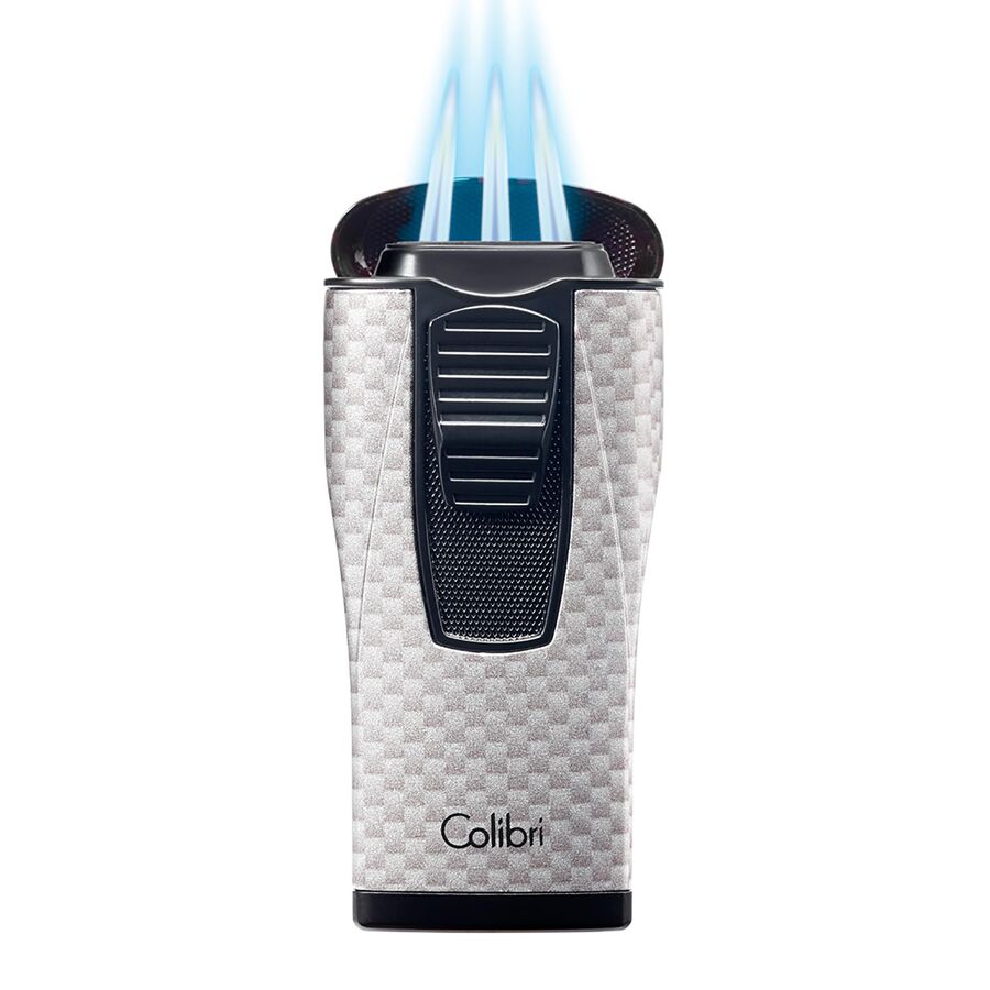 Colibri Monaco 3 Jet Flame Carbon Cigar Lighter Silver