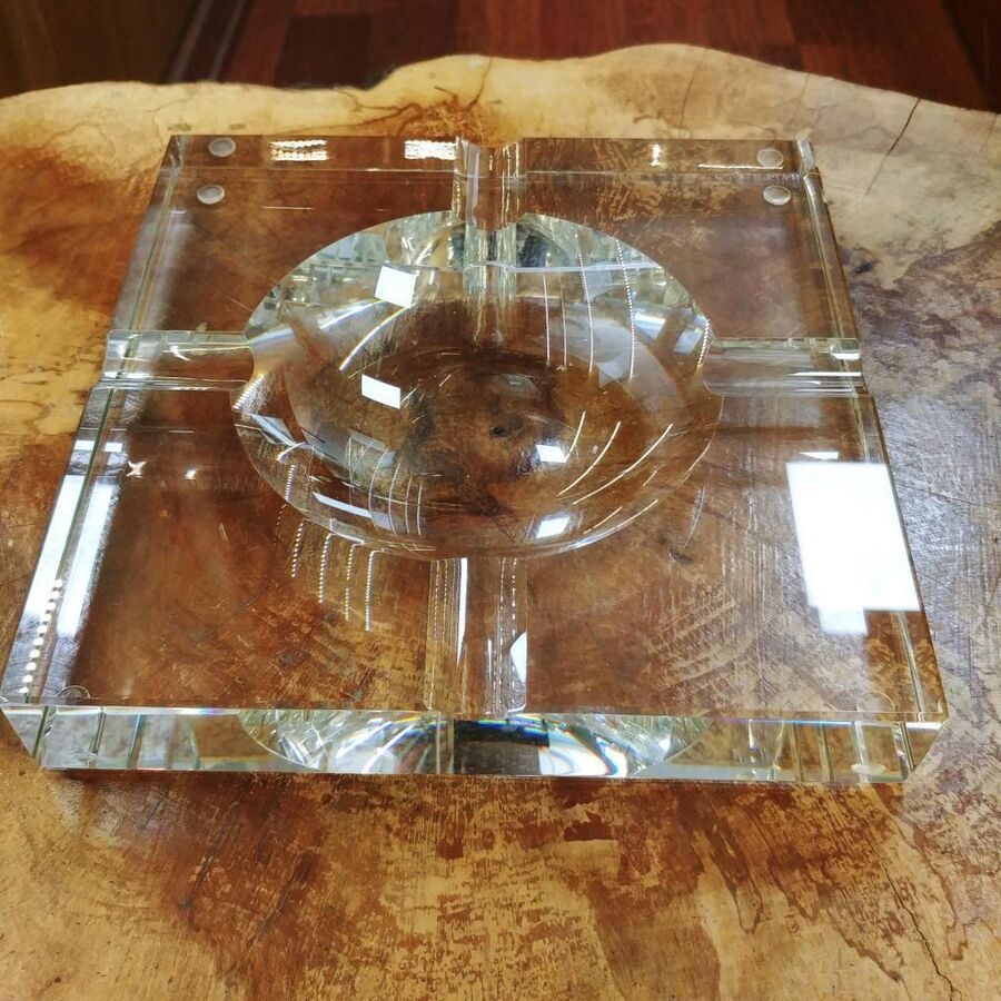 Passatore German Crystal Glass Cigar Ashtray Large Square Set of 4