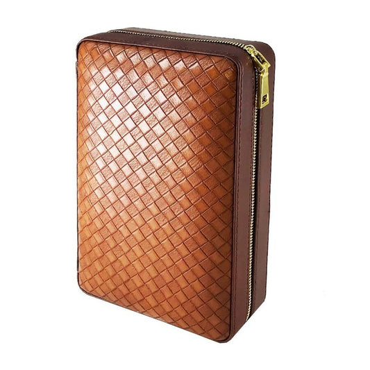 Lubinski Leather Travel Cigar Carrying Case Lighter + Cutter Tan Set