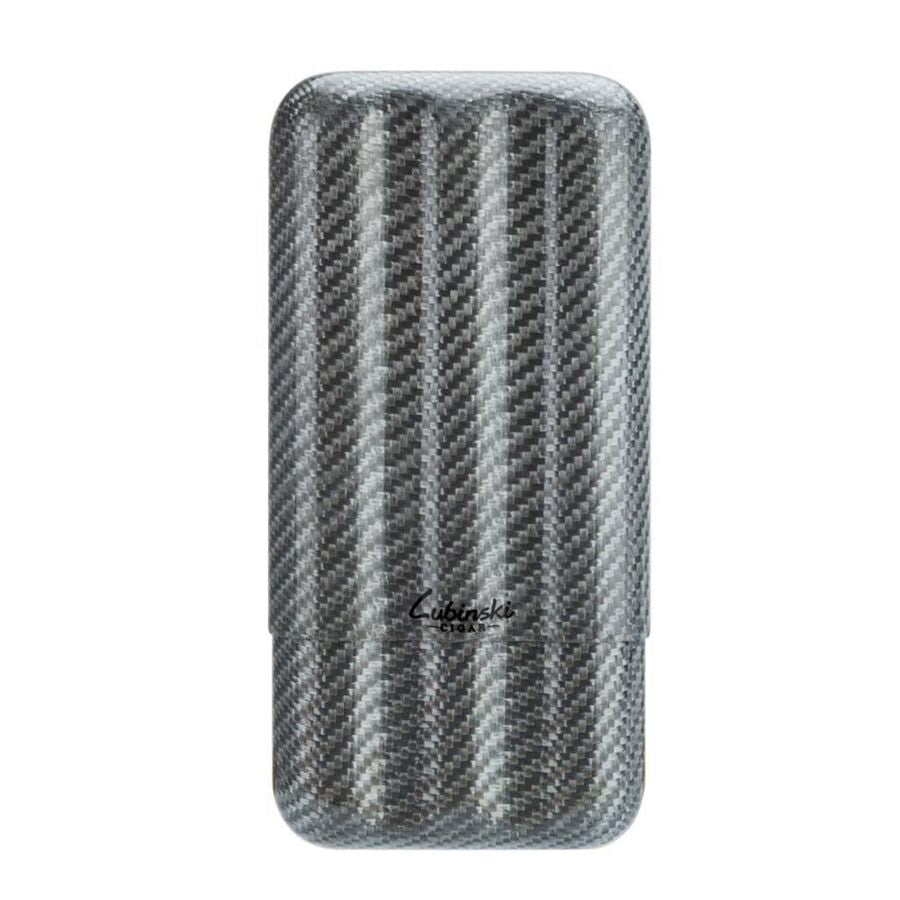 Lubinski New CarbonFiber Cigar Case Silver 3-Piece (60Ring)