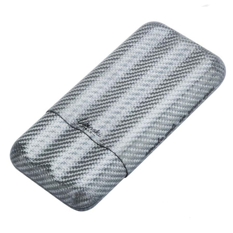 Lubinski New CarbonFiber Cigar Case Silver 3-Piece (60Ring)