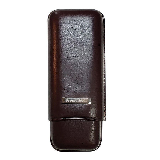 Prometheus Leather Cigar Case Plain Brown 2 Pcs (52Ring)