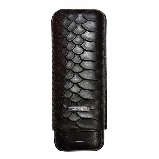 Prometheus Leather Cigar Case Grand Churchill Brown Croco 2-pack (64 Rings)