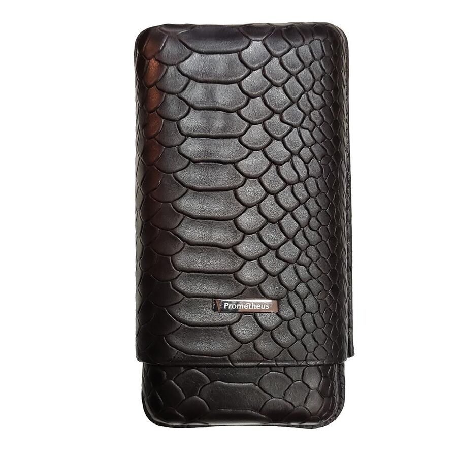 Prometheus Leather Cigar Case Grand Churchill Brown Croco 3 Pcs (64Ring)