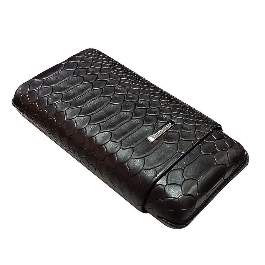 Prometheus Leather Cigar Case Grand Churchill Brown Croco 3 Pcs (64Ring)