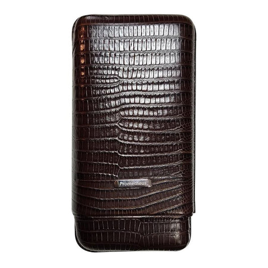 Prometheus Leather Cigar Case Grand Churchill Brown Snake 3 Pcs (64Ring)