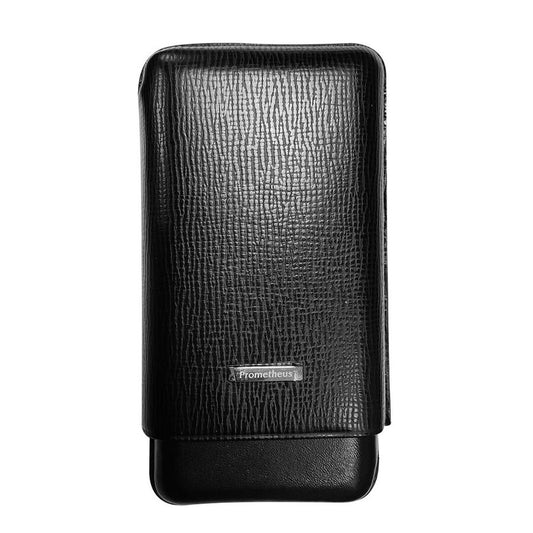 Prometheus Leather Cigar Case Grand Churchill Printed Black 3 Pcs (64Ring)