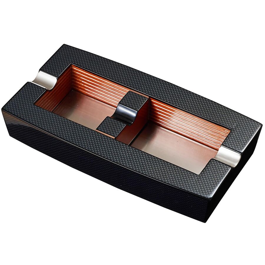 Visol Normandy Carbon Pattern Wooden Cigar Ashtray Set of 2